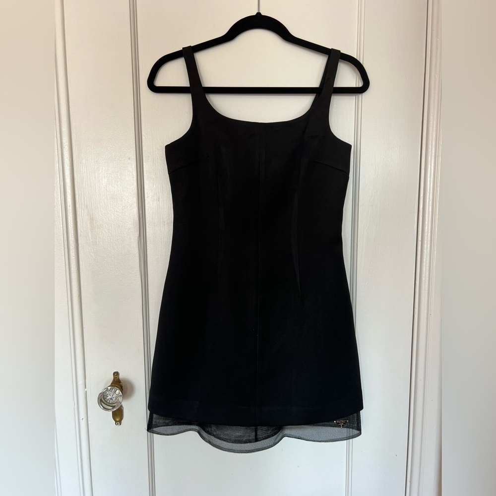 PRADA SS24 WOOL MINI DRESS with mesh lining size 36